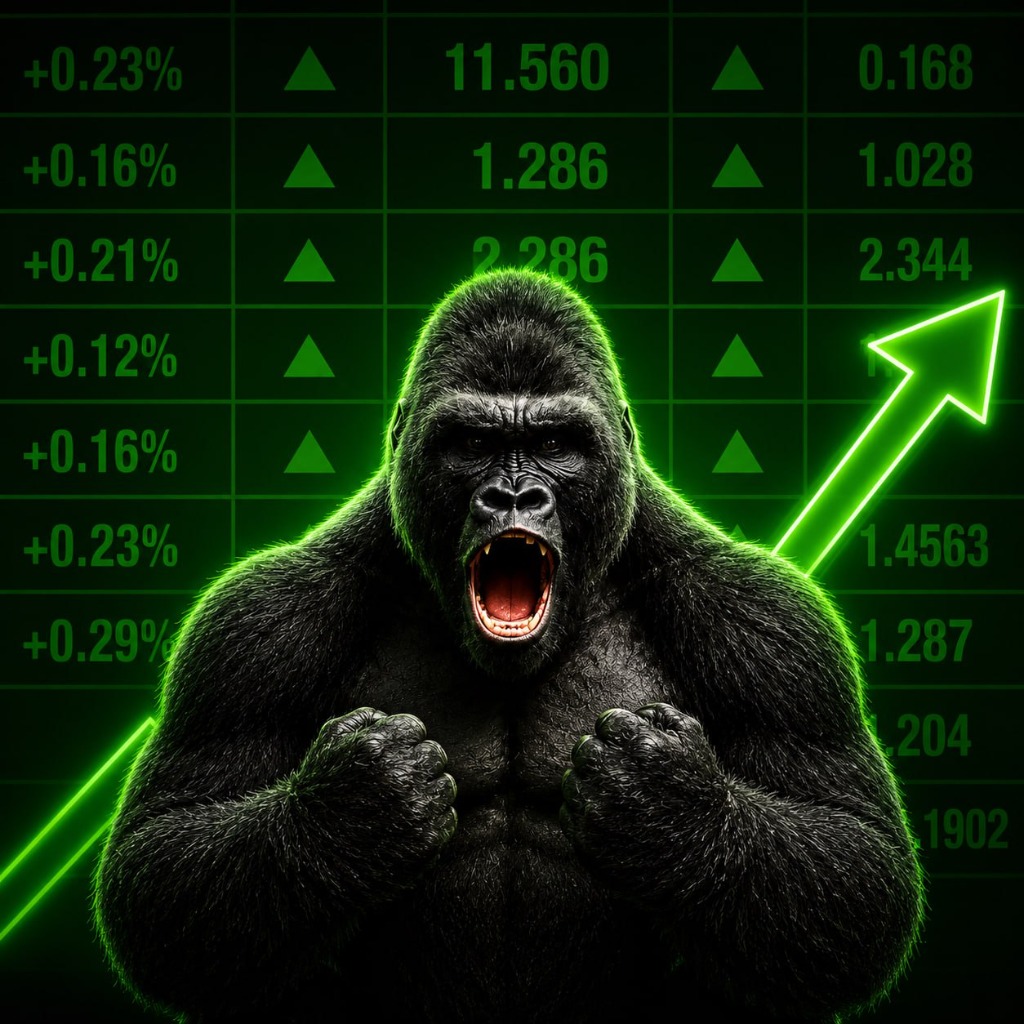 Roaring silverback gorilla stock ticker